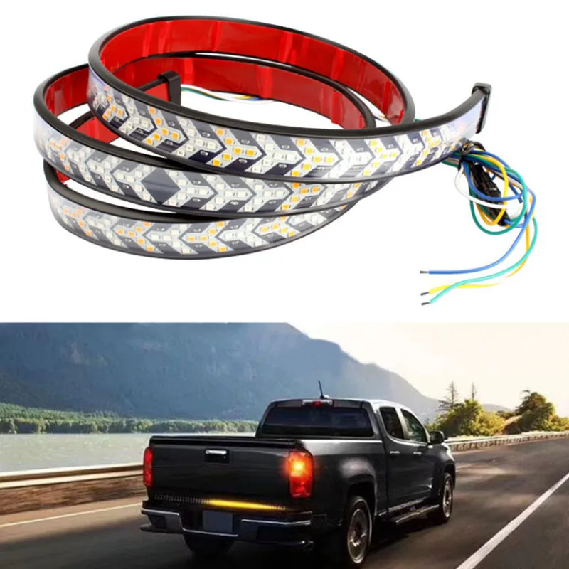 12V Tailgate Light Strip LED Trailer Tail Lights Sequential Turn Signals For SUV Pickup Truck Brake Lamp Flash Red Amber