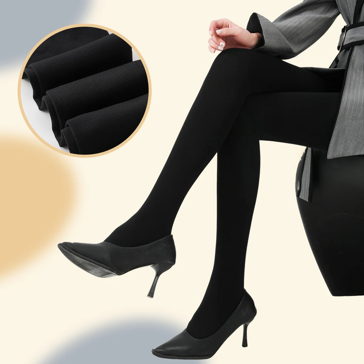 Sepasang legging bulu dan tebal wanita