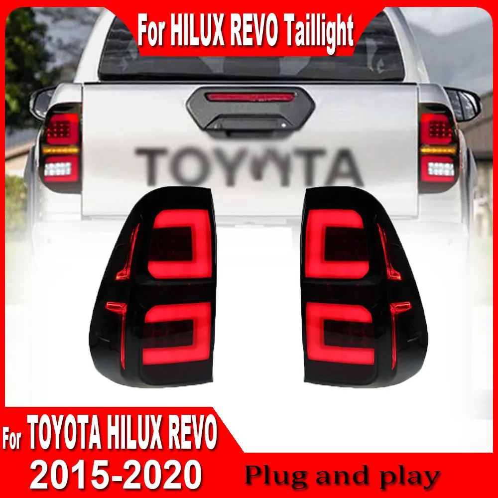 Tail Light For Toyota Hilux Vigo Revo 2015 2016 2017 2018 2019 2020 LED Back Taillights tail rear lamp smoke Light Plug and play