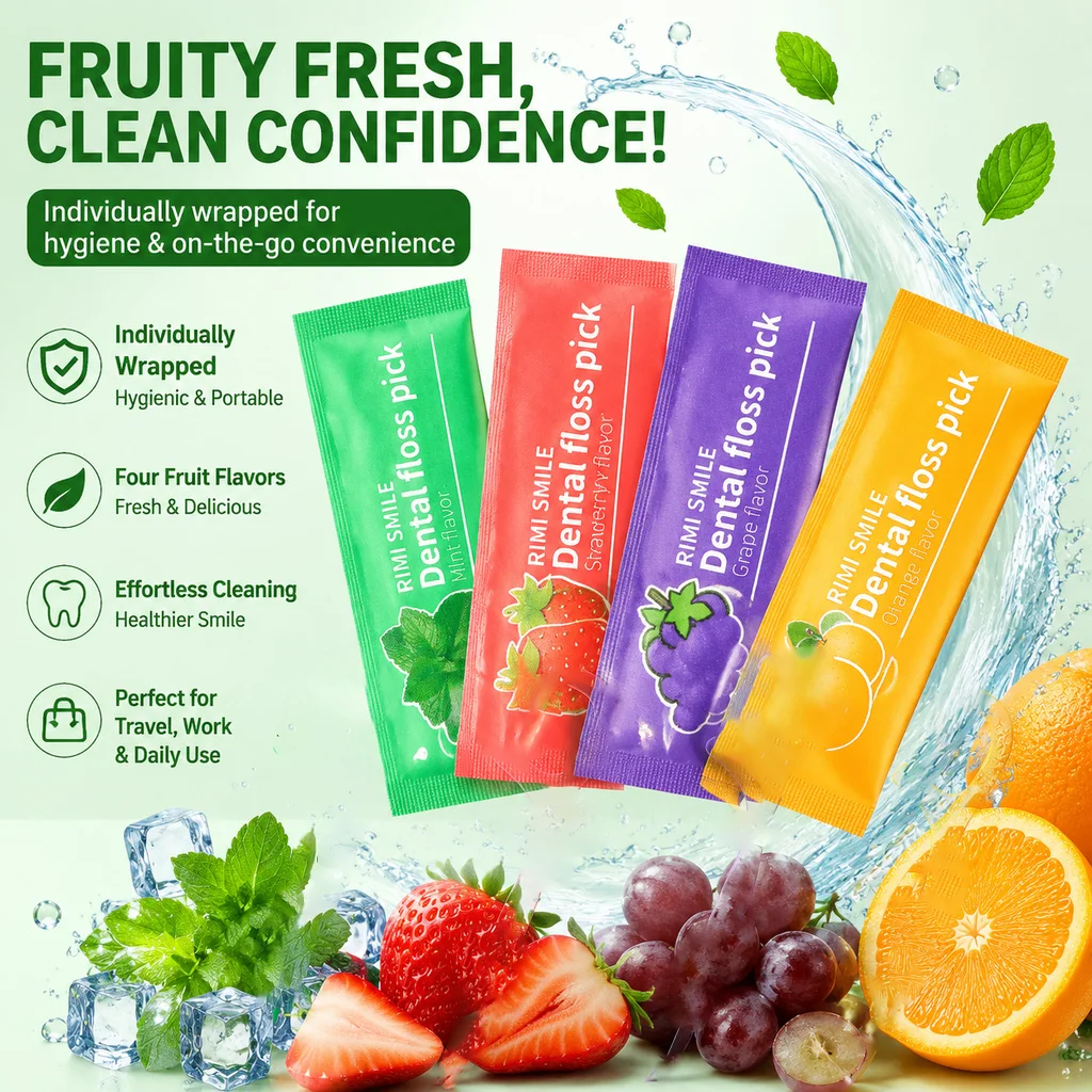 Hot selling -110PCS/BAG - Fruit flavored dental floss stick, a must-have tool for cleaning between teeth during home and travel