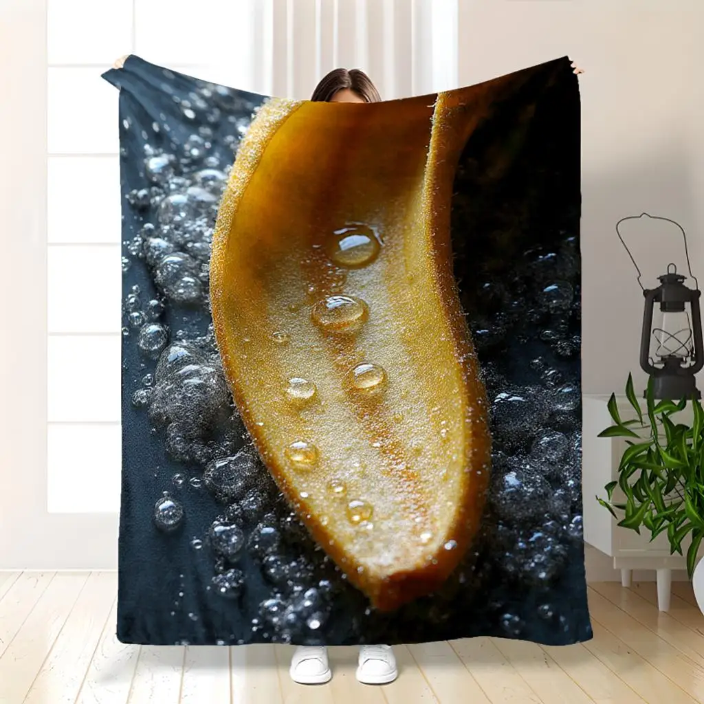 Natural macro image of bananas Flannel printed blanket suitable for all seasons suitable for living room office sofa and travel