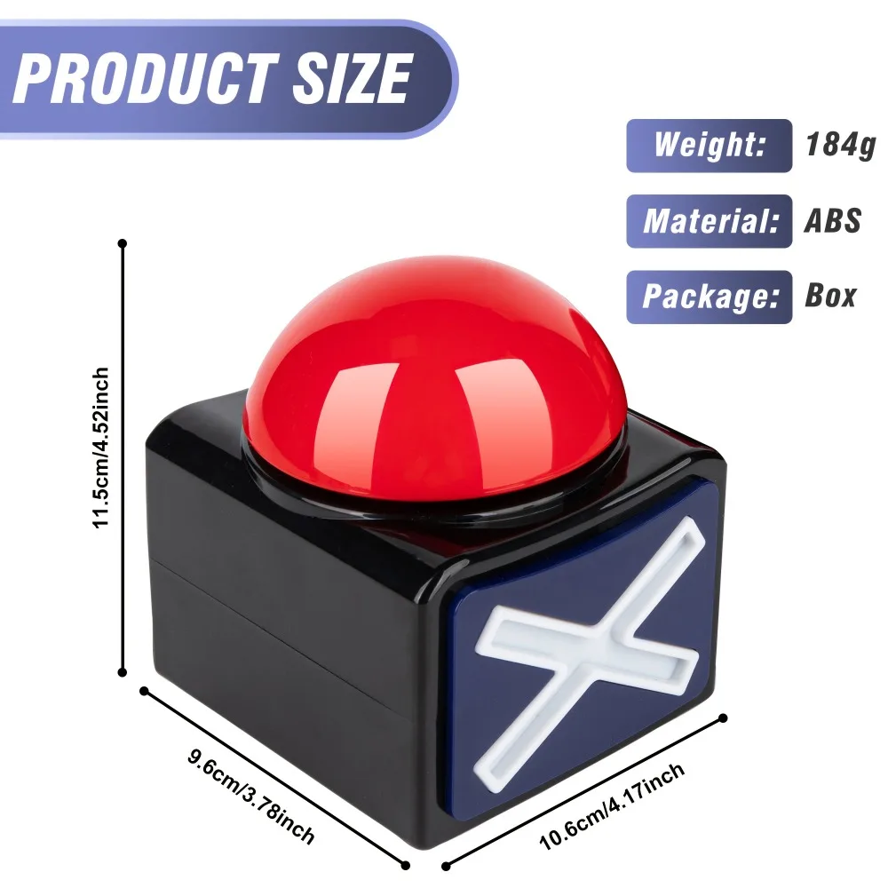 

New Black and Red Light-Up Sound Buzzer for Trivia Games - Durable Plastic, Ideal for Family Quiz Night and Entertainment