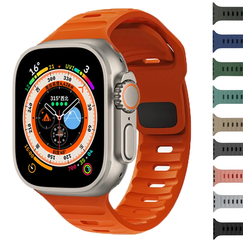 Strap For Apple Watch Band 44mm 45mm 40mm 41mm 49mm 38 42mm sport Silicone correa bracelet iwatch Series 3 6 5 se 7 8 9 ultra 2