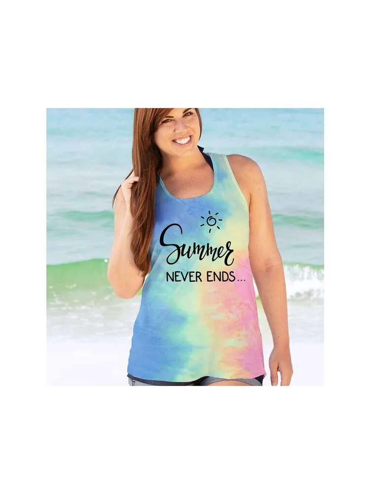 Summer Women Bathing Suit Cover Up Vacation Bikini Cover Up Racerback Tank Tops Beach Boho Tank