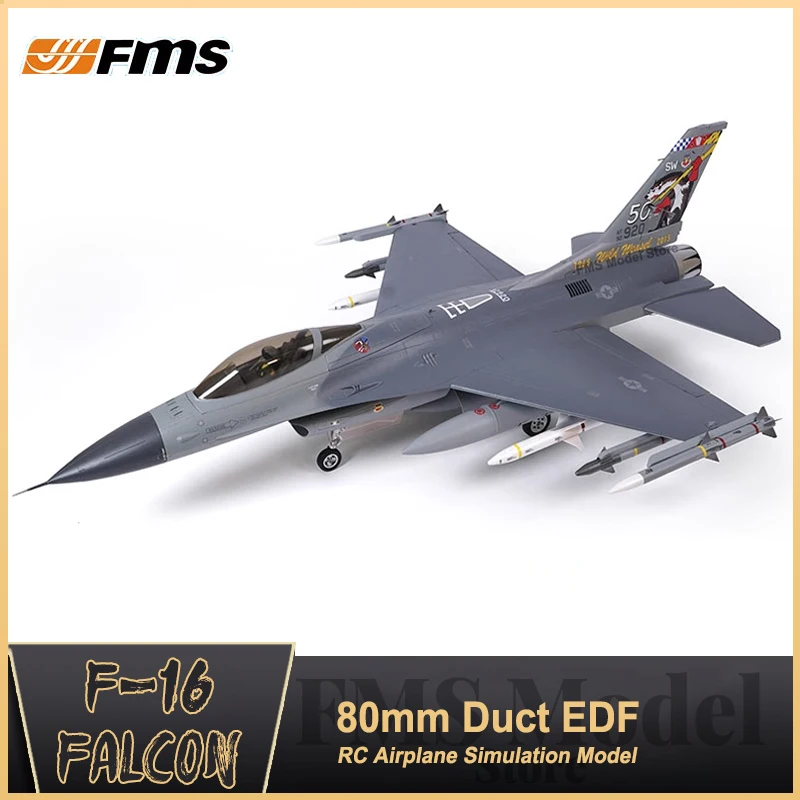 

Fms 80mm Edf Jet F-16 Falcon Model Fighter Electric Remote Control Assembling Fixed-wing Model Airplane 6CH RC Airplane