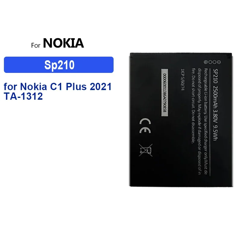 Batteria di ricambio 2500MAh Sp210 per Nokia C1 Plus 2021 TA-1312 Batterie per telefoni cellulari portatili Garanzia + Codice traccia