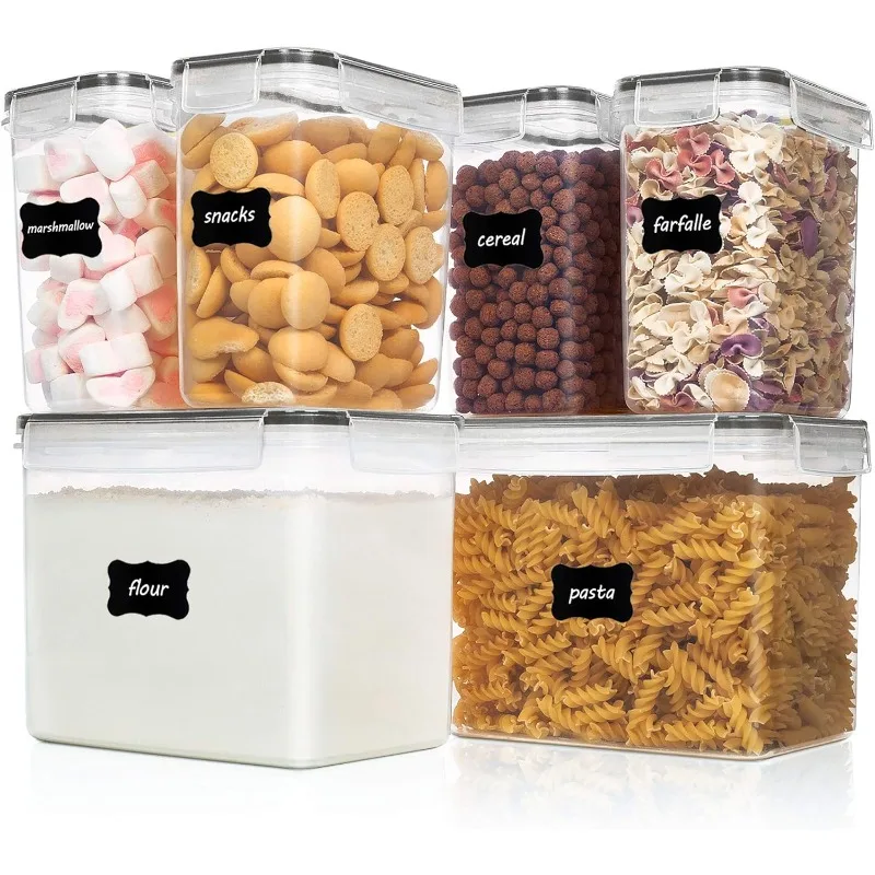 

Airtight Food Storage Containers 6 Pieces - Plastic BPA Free Kitchen Pantry Storage Containers