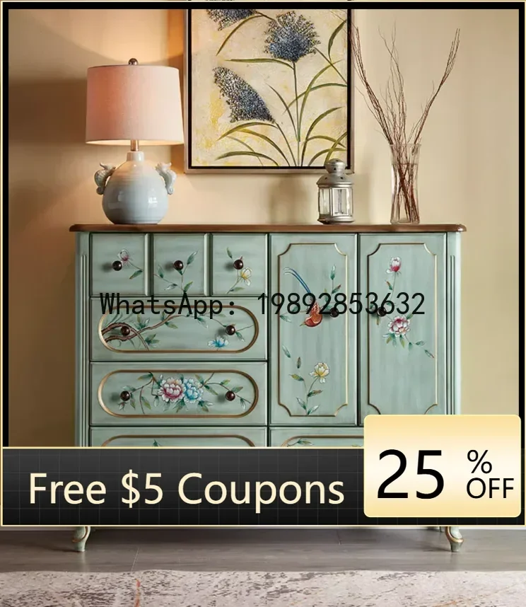 

GZ 2 1L*American solid wood painted master bedroom bedside storage cabinet drawer living room wall five bucket locker