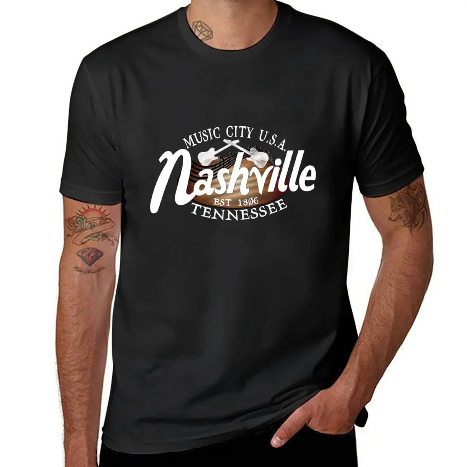 

Nashville TN Tshirt Vintage Music City USA EST 1806 Gift T-Shirt plus size clothes Clothing anime Funny t-shirts men clothings