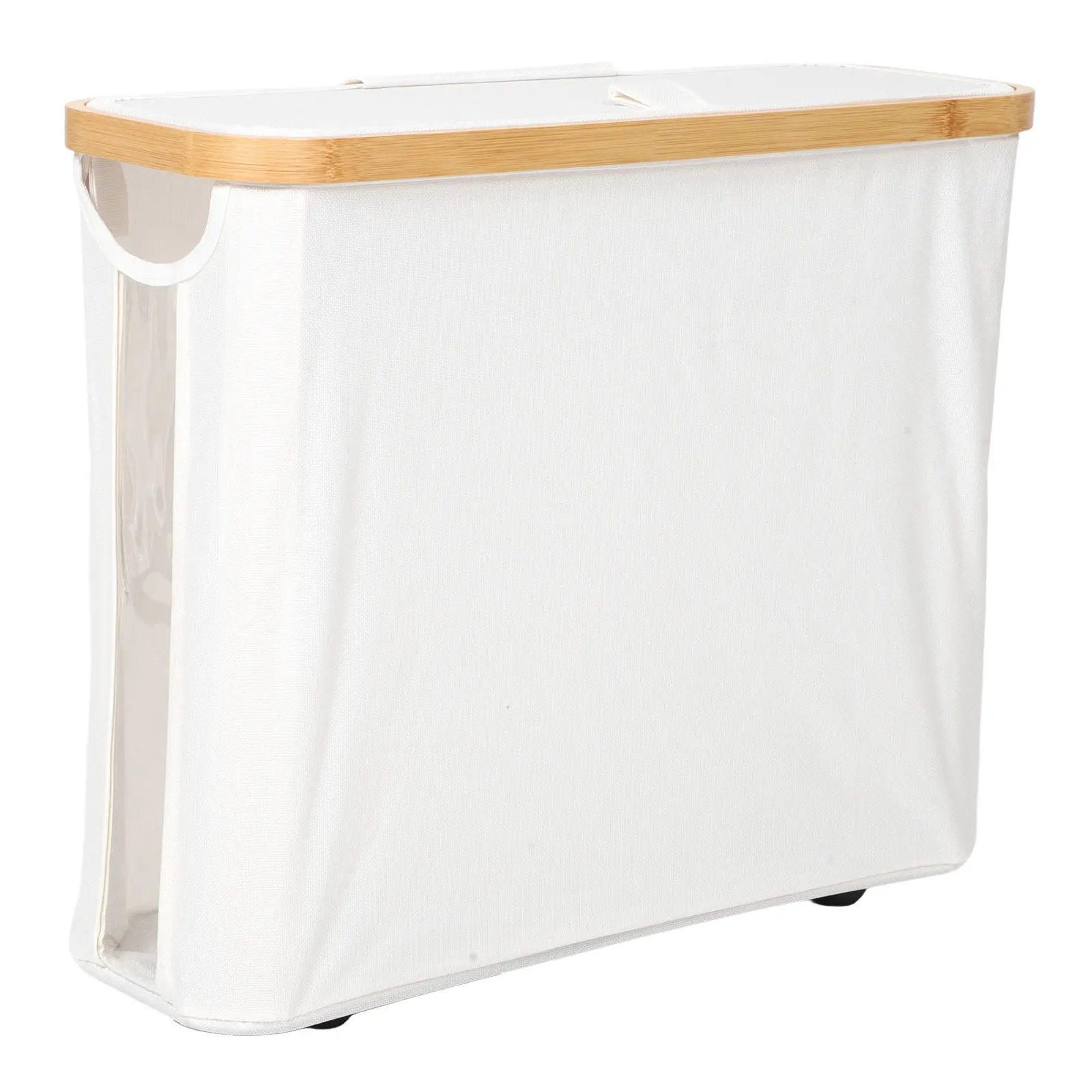 

Beige Toilet Paper Basket Bamboo Storage Fabric Bathroom Organizer Cabinet Container Large Capacity Stand Organizer for Toilet