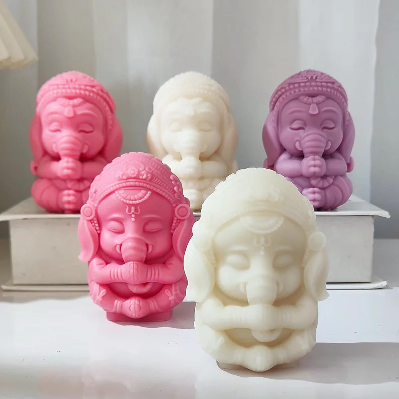 3D Buddha Elephant Candle Soap Silicone Mold Sitting Elephant Silicone Chocolate Cake Ornament Mold