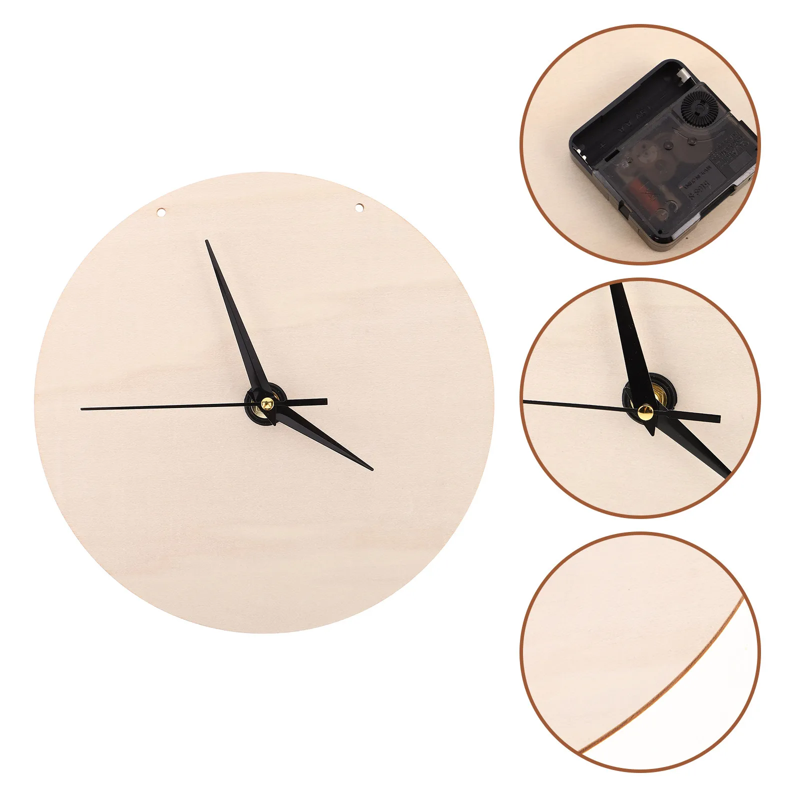 5Set Wooden Clock Face Blank Round Dial Plate Replacement DIY Painting Wall Clock Board Silent Movement Parts for Bedroom
