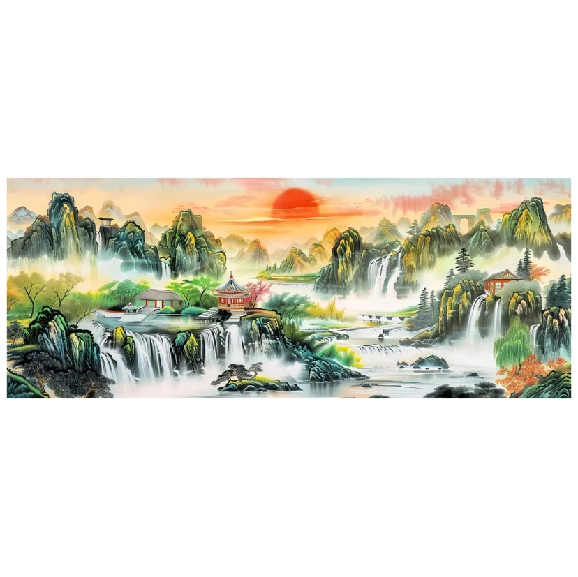 

9ct 150X60cm Mountains Embroidery DIY Chinese Style Printed Kits Cross Stitch Needlework Set Home Decor Crafts