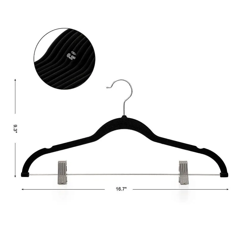 5Pcs 42cm Velvet Flocking Hanger, Non-slip Traceless Design, Durable Clothes Hanger for Household Wardrobe and Boutique Display