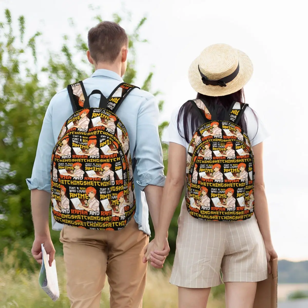 Japanese Ramen Boy Sketching Manga Kawaii Anime Student Backpack School Bag Hiking Travel Daypack Fashion Bookbag Shoulder Bags