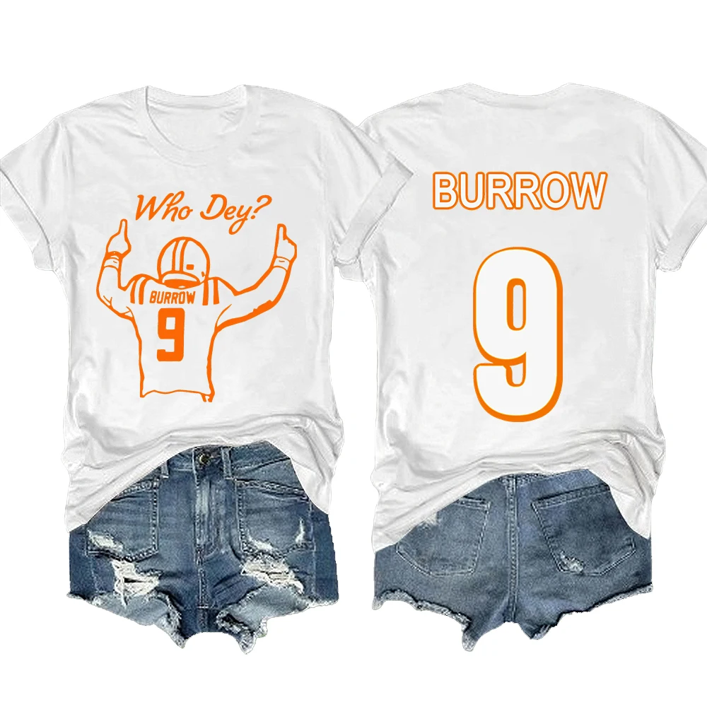 Joe Burrow Shirt 9 Football Tees Who Dey Men/Women Fans Gift Short Sleeve T-shirt Casual Clothes