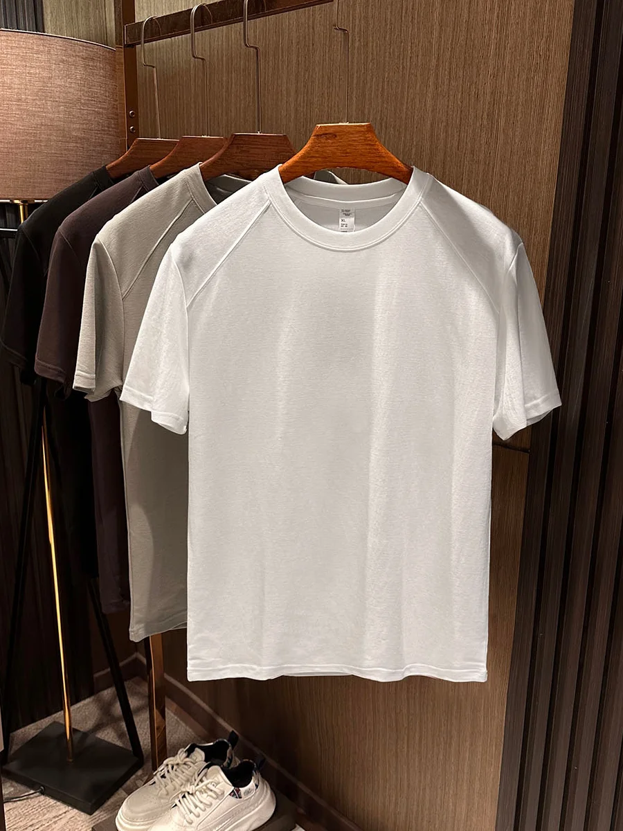 

Cooling Cotton Linen Blend round Neck Short Sleeve T-Shirt Men's High Quality Summer New Style Breathable Sweat Absorbent