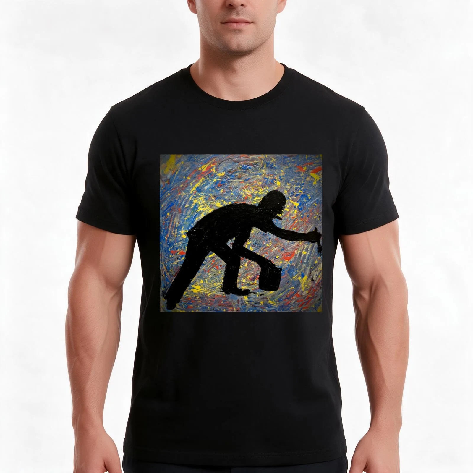 Jackson Pollock T-Shirt, Summer Casual Cotton Tee, Oversized Streetwear Tops, Vintage Graphic Print, Loose Fit Short Sleeve