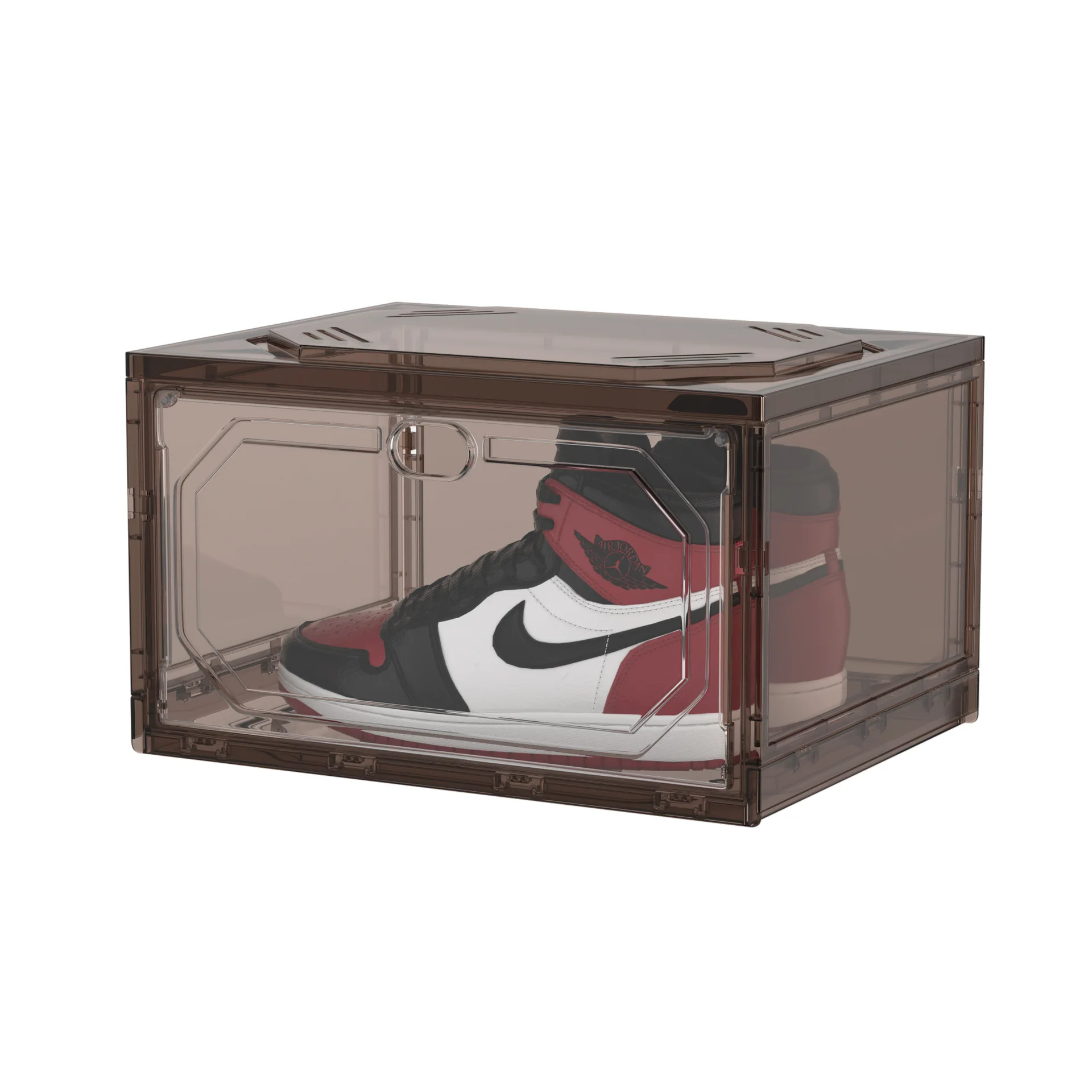 Assembly-free all-in-one magnetic side-opening basketball shoe box acrylic large transparent storage shoe box