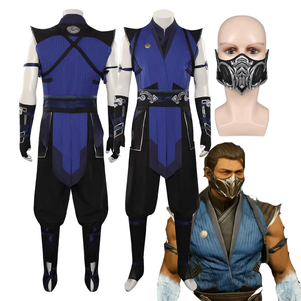 مورتال كومبات Sub Zero زي تنكري للرجال ، ملابس تمويه ، توب وسراويل ، ملابس الذكور البالغين ، حفلة الهالوين