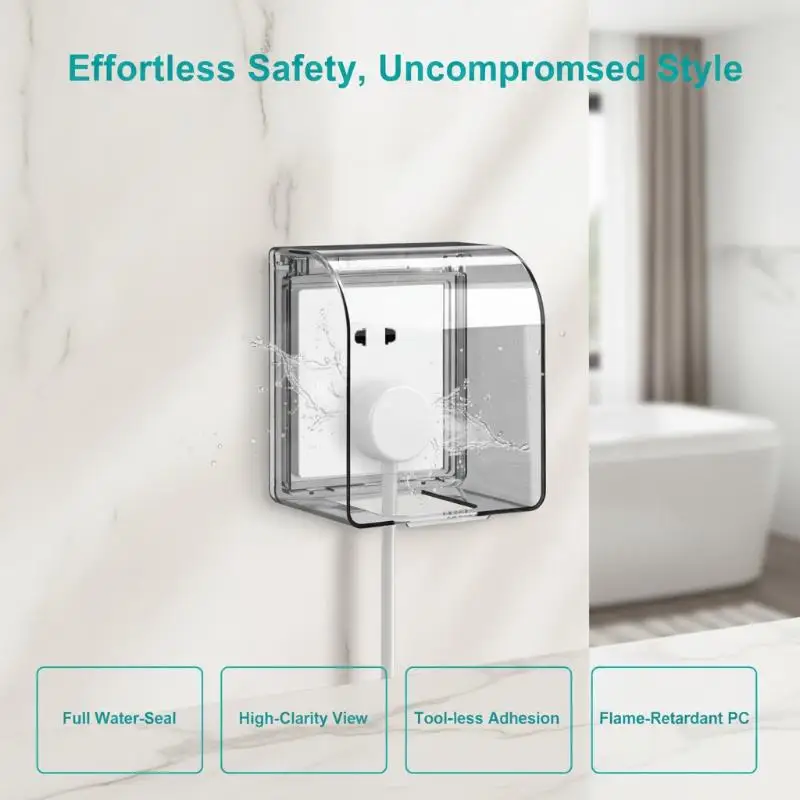 Wall-mounted Switch Protective Cover Self-Adhesive Enlarged Plastic Socket Guard Anti Splash Child Safe for Household Kitchen U