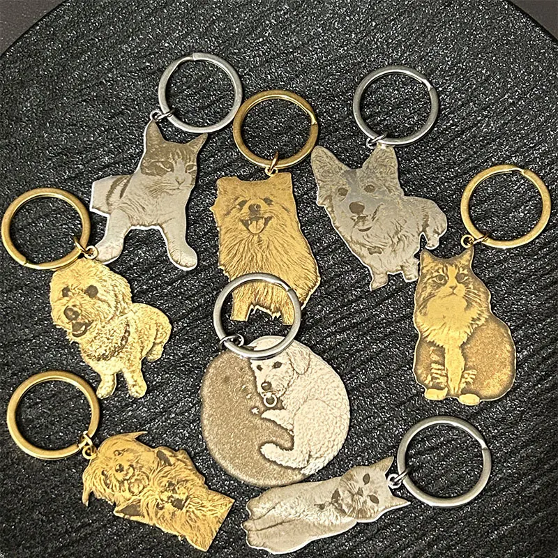 

Индивидуальный брелок с фотографией домашних животных, персонализированный брелок для ключей с изображением, ювелирные изделия из нержавеющей стали, брелок для ключей с собачьей биркой, мужской и женский подарок на память