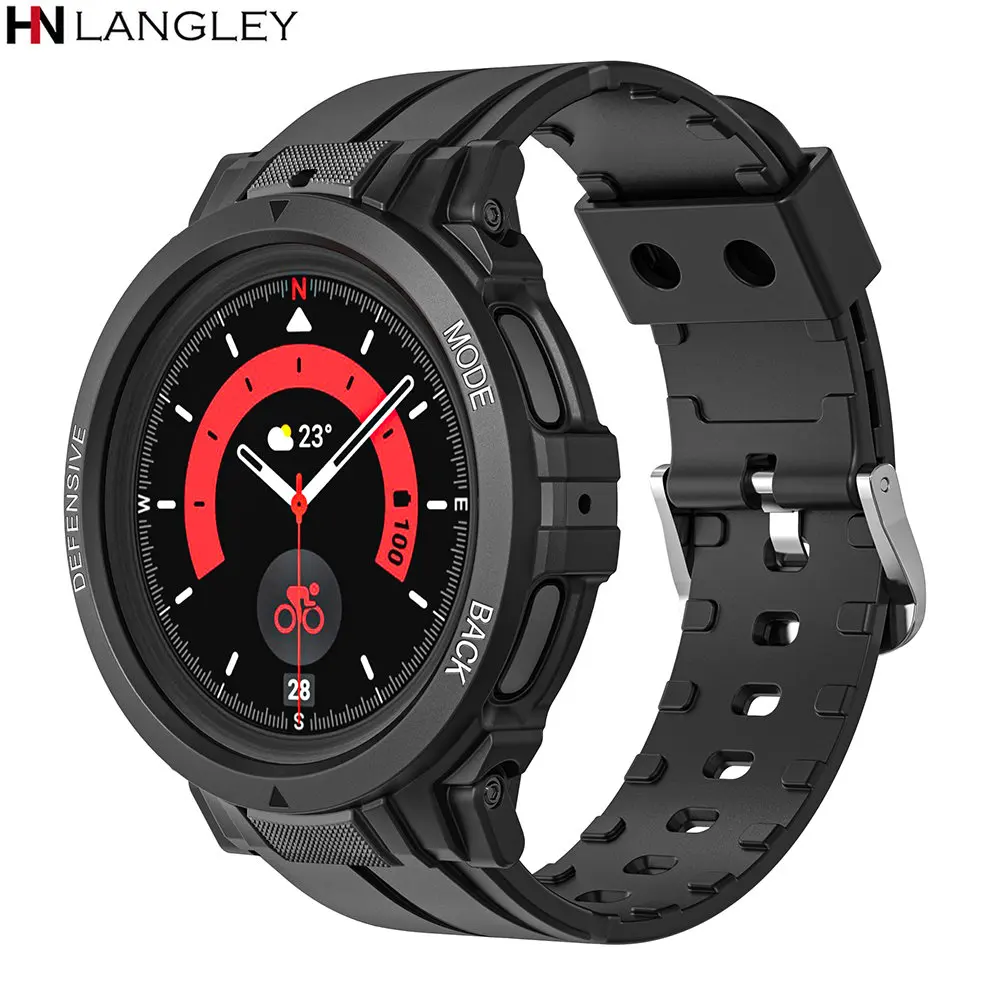 Pulseira de silicone + capa para samsung galaxy watch 5 pro 45mm banda escudo protetor galaxy watch5/4 40 44mm pulseira esportiva acessórios