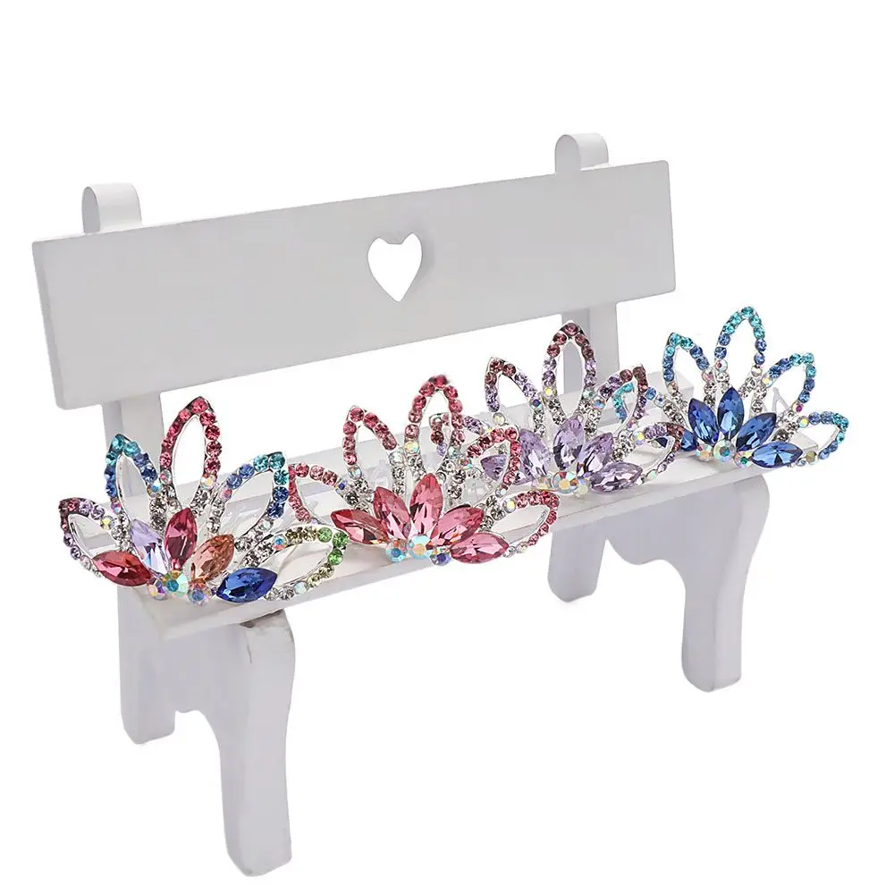 لطيف أزياء المرأة مشبك شعر دبوس الشعر جوهرة للفتيات الاطفال هدية تيارا تاج مشط الشعر مجوهرات زهرة كريستال حجر الراين