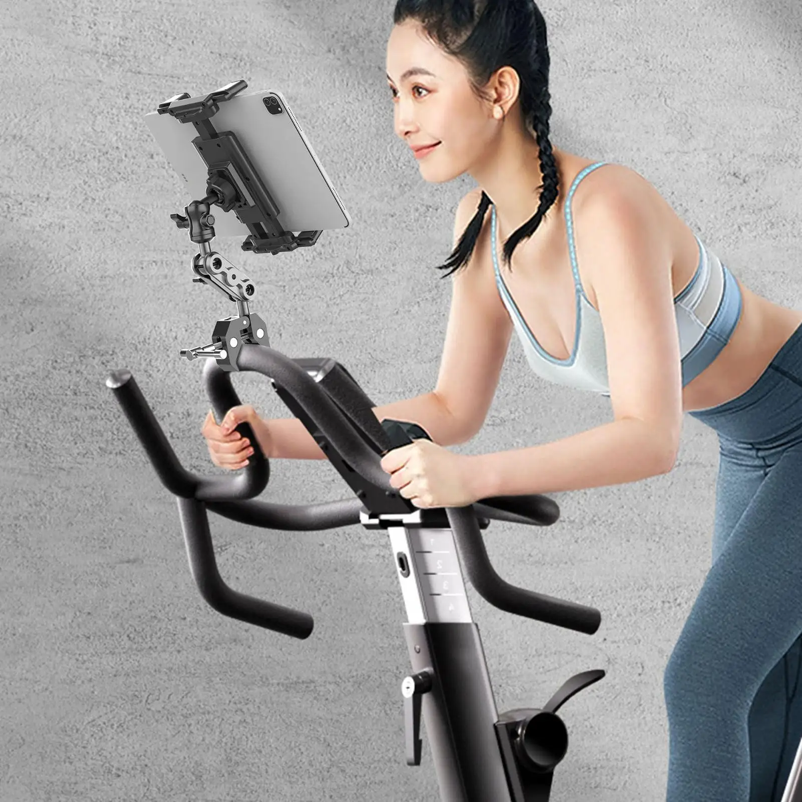 

Treadmill Tablet Holder Handlebar Tablet Clamp Mount Adjustable Phone Stand For Reading News Video Calling Home Gym Exercise