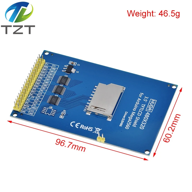 3.5 "3.5 นิ้ว 480x320 TFT LCD หน้าจอสัมผัสโมดูล TZT ILI9486 จอแสดงผล LCD สําหรับ Arduino UNO MEGA2560 บอร์ดไม่มีแผงสัมผัส