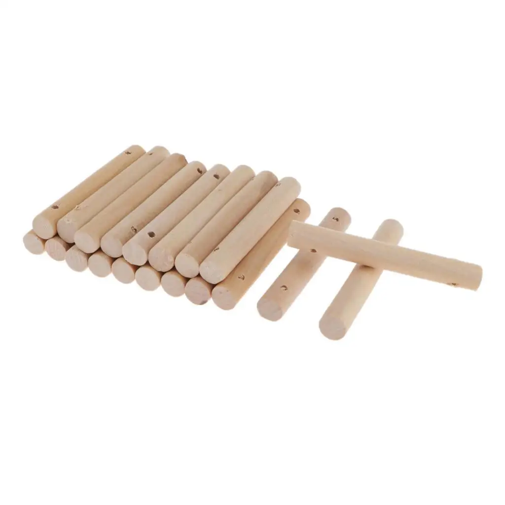 20pcs Round Natural Wooden Stick DIY Craft Model Making With Punched Holes