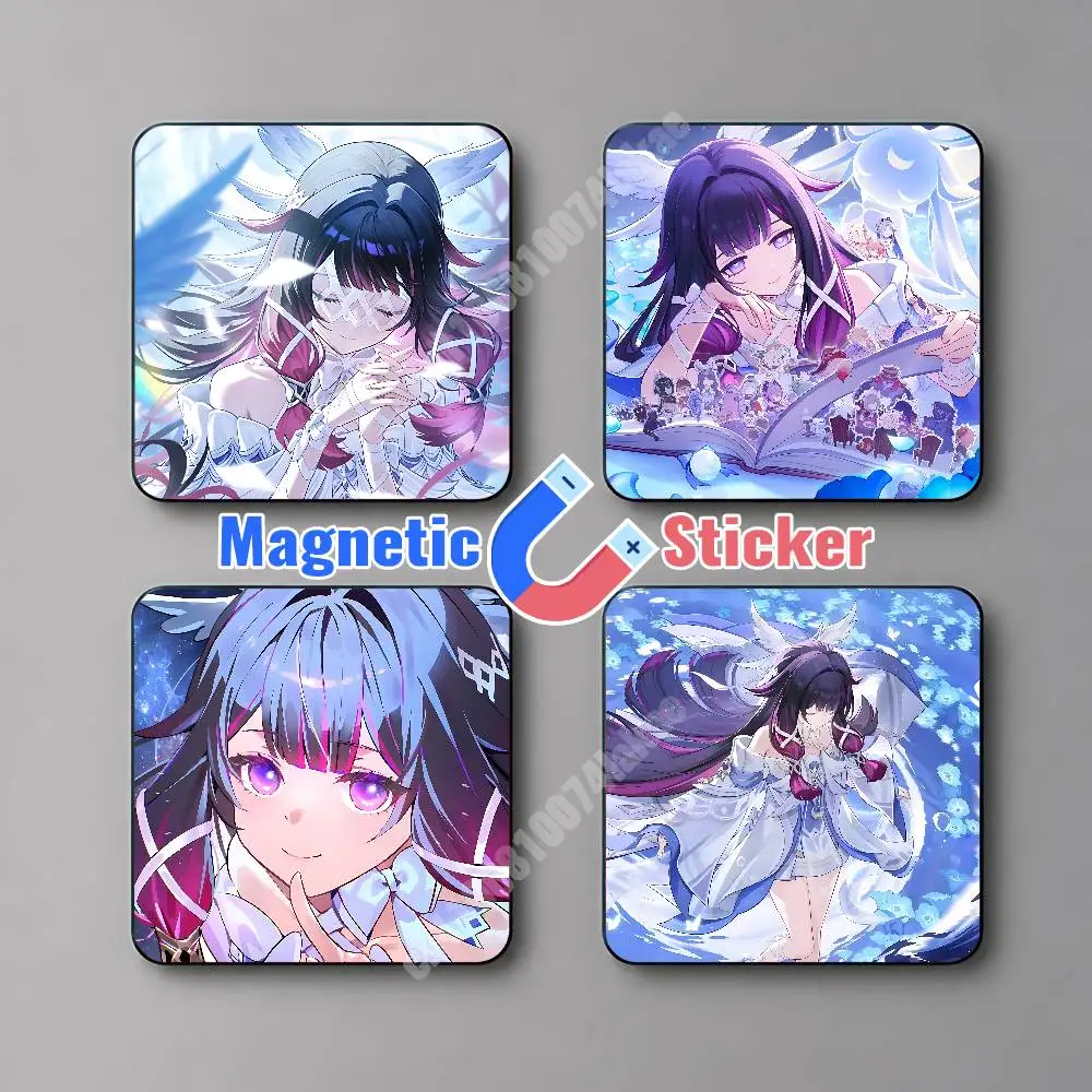 Genshin Impact Columbina The Damselette Magnetic Sticker Removable Fridge Decal for Metal Surfaces Magnet Label