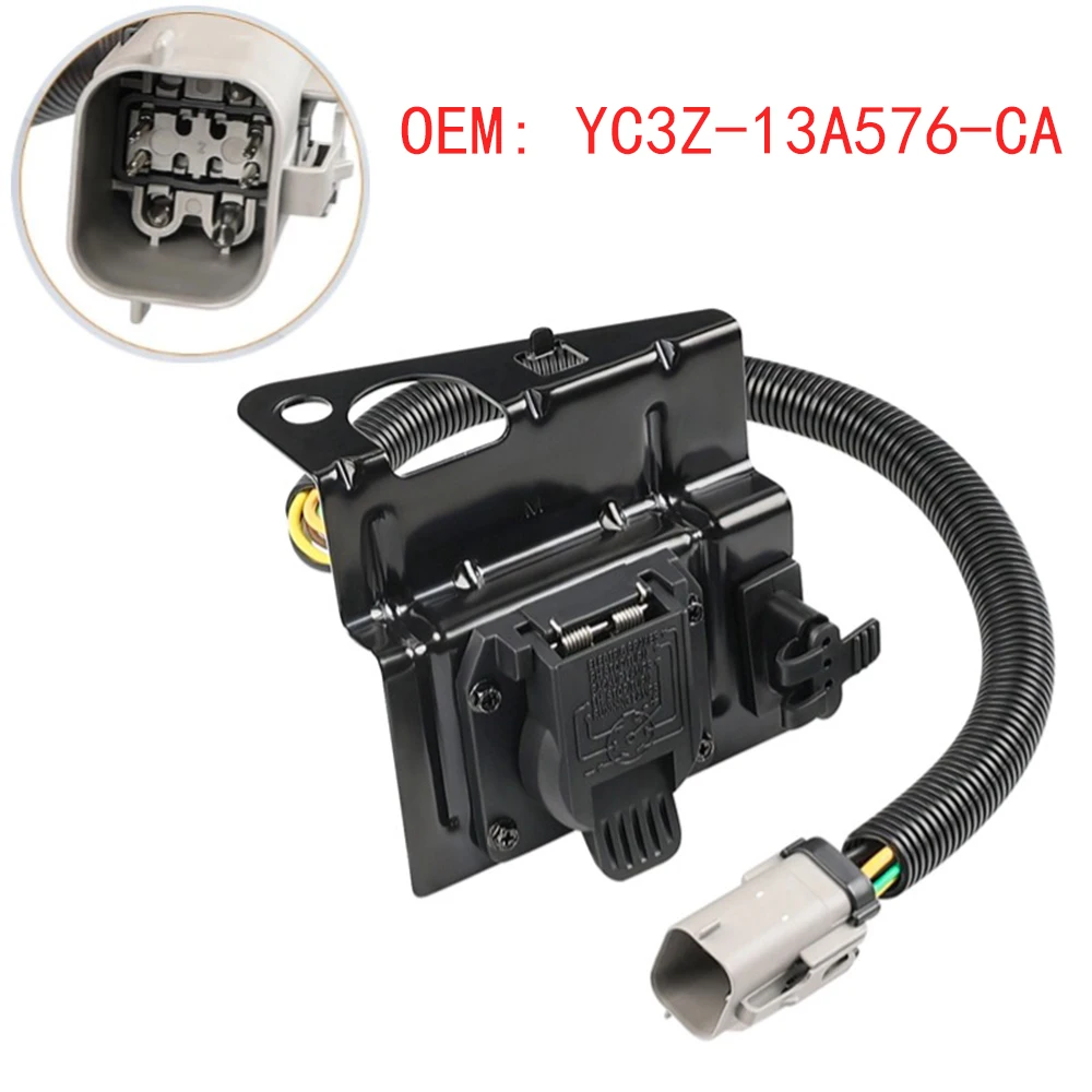 

Trailer Tow Wiring Harness Plug with Connector & Mounting Bracket For Ford F250 F350 Super Duty 99-01 Pickup OEM# YC3Z-13A576-CA