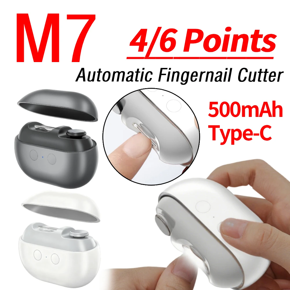 

M7 2 IN 1 Electric Automatic Nail Clippers with Light Trimmer Nail Cutter Manicure 500mAh Type-C Charging Electric Nail Polisher