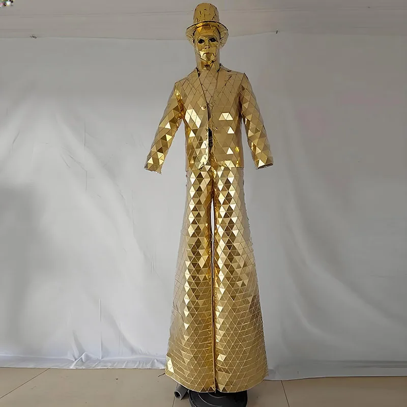 

Профессиональный костюм ходули для мужчин, зеркальный костюм всего тела для карнавала, рождественского парад, сценического выступления, циркового шоу