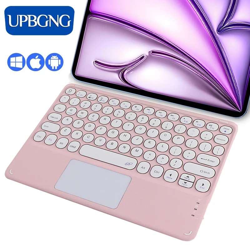 Slim Wireless Bluetooth Touchpad Keyboard Round Keys Portable Keypad For iOS Android iPad Smartphone Tablet