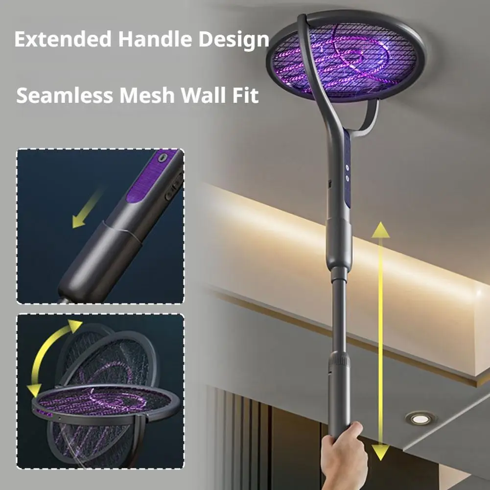 

1PC Retractable & Rotatable Electric Mosquito Swatter – 90° Folding Mesh, 1200mAh Rechargeable, 2-in-1 Bug Zapper