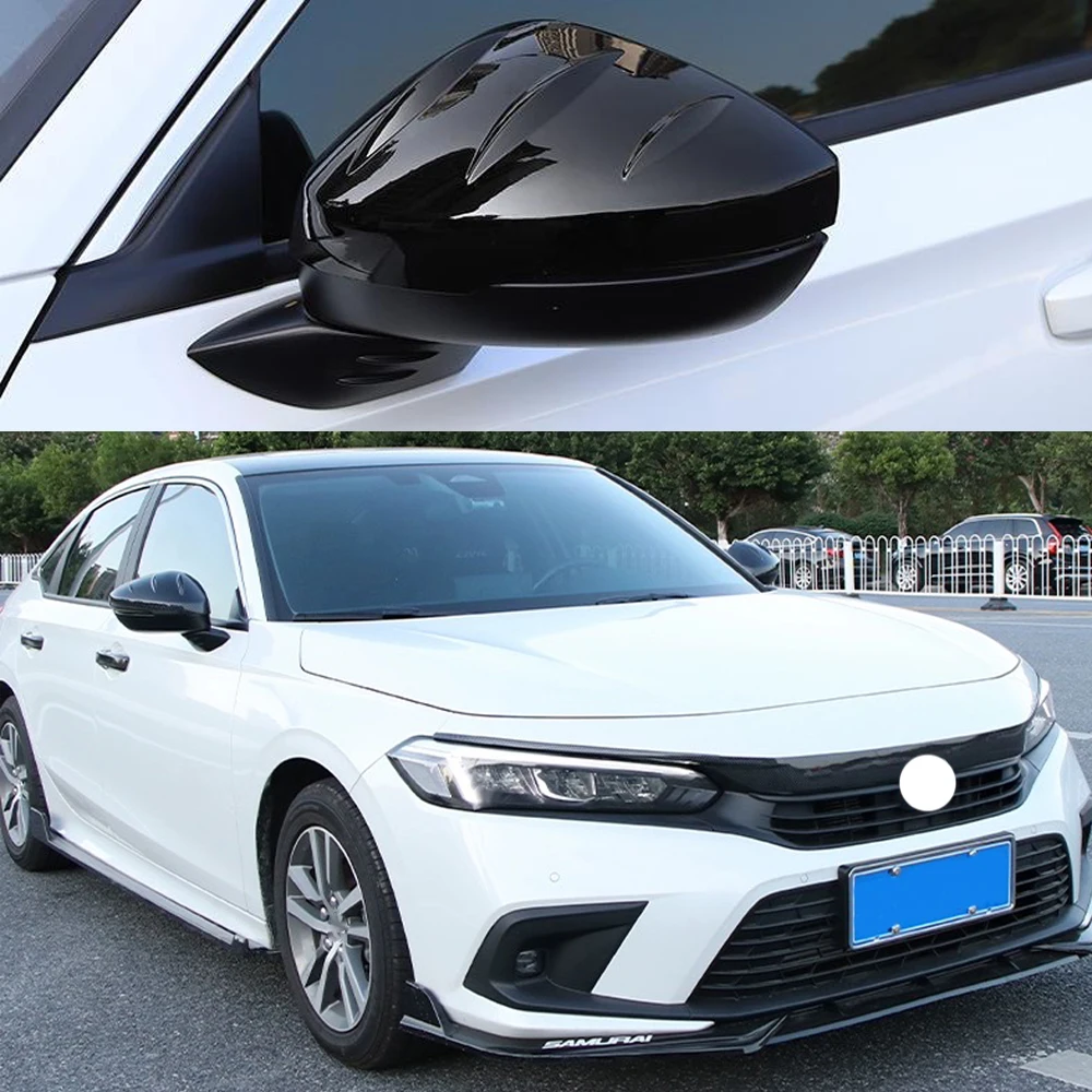 

1 Pair Front Left Right Side Door Rearview Mirror Cover Trim Cap Fit for Honda Civic 11th 2022 Glossy Black/Carbon fiber ABS