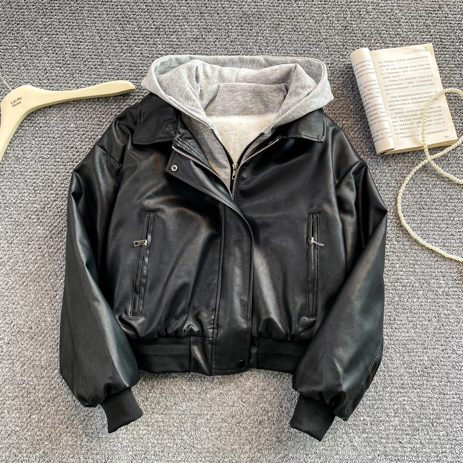 الرجعية Fce اصطف Thiened الربط سليم صالح مقنعين Jaet المرأة الشتاء حجم صغير بارد الرياح بولي معطف معطف جلد مع سحاب