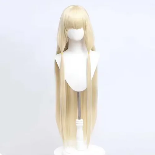 Longa reta luz dourada peruca anime chobits chi cosplay peruca chobits chi fibra resistente ao calor perucas sintéticas