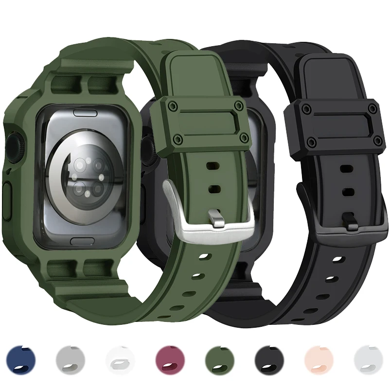 Integration Case Band for Apple Watch 10 42mm 46mm Waterproof Sport Silicone Strap + Cover for Iwatch S10 42mm 46mm