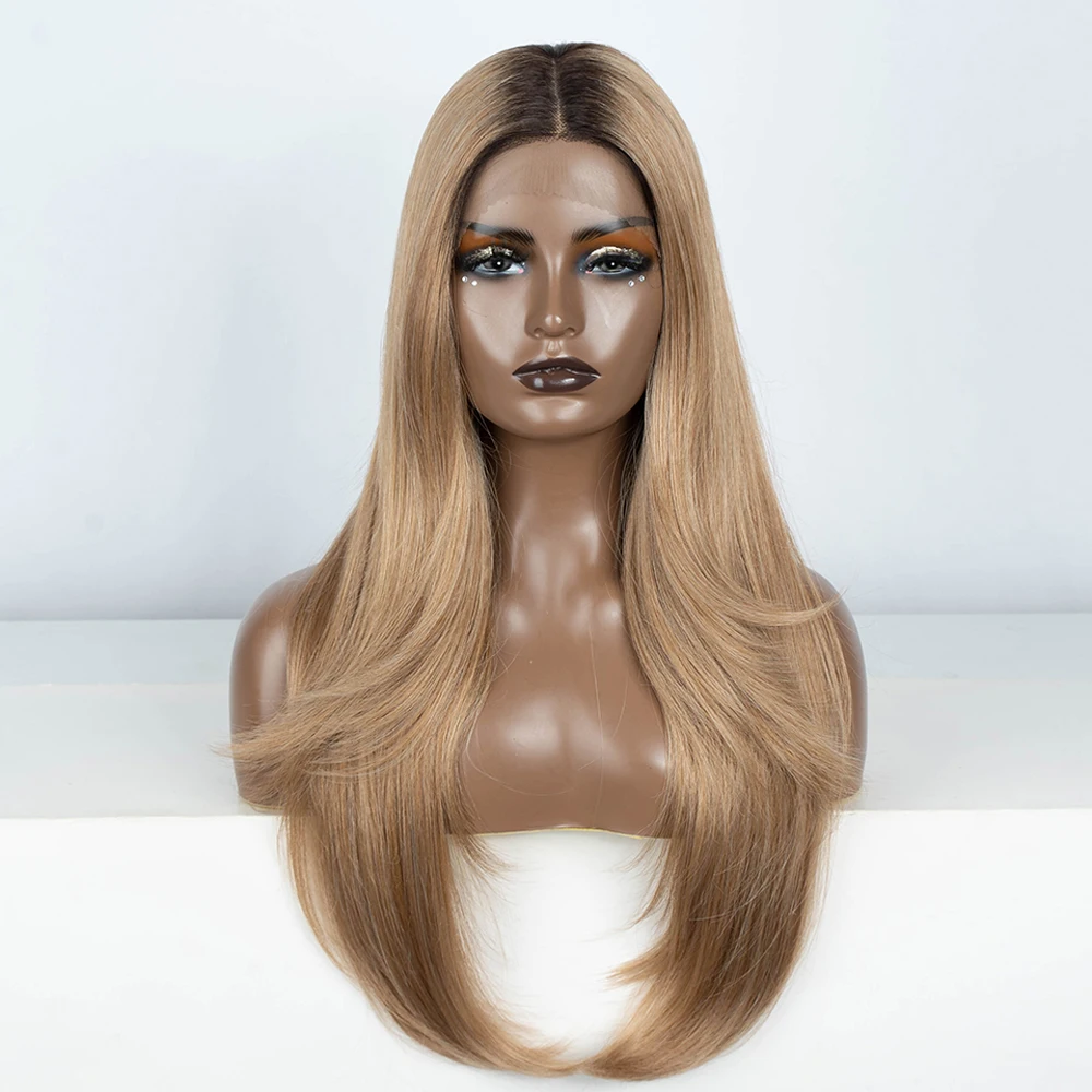 28 Inch Synthetic Lace Front Wig Straight Blonde Glueless Wigs for Women High Temperature Fiber Lace Front Wigs For Female