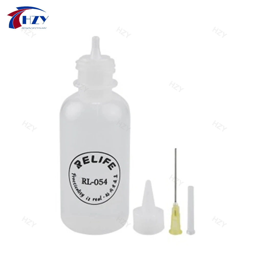 RELIFE RL-054 50ml Needle Tip Soldering Cleaning Liquid Flux Alcohol Oil Dispenser Plastic Hand Bottle Cleaner DIY Repair Tools