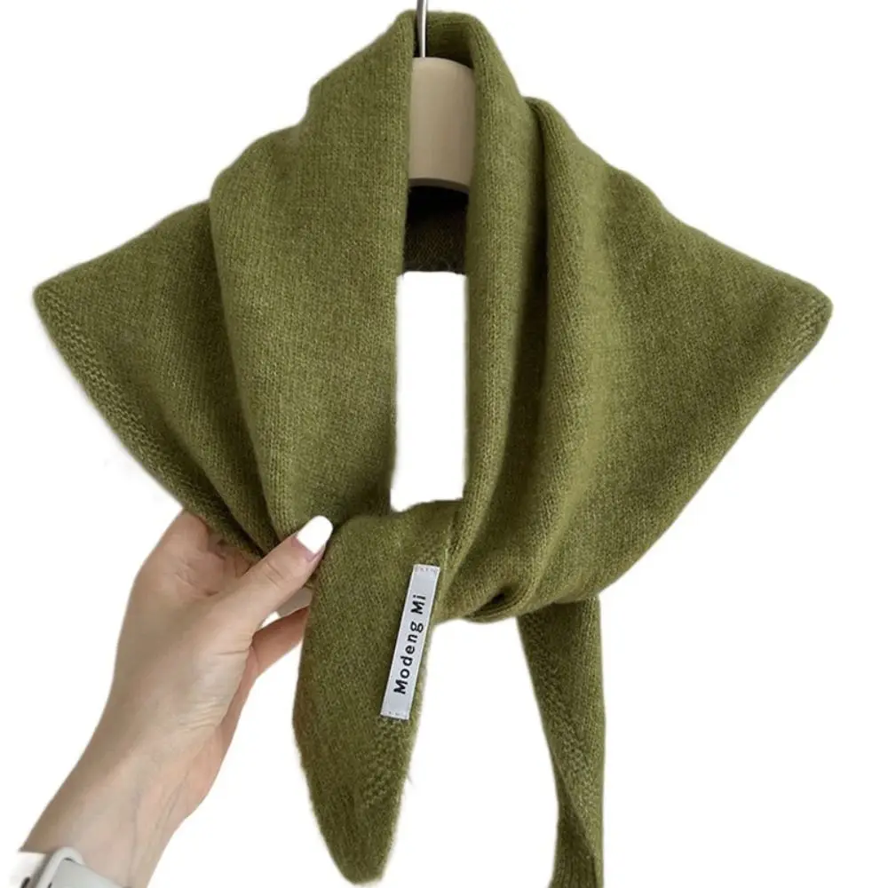 

Solid Color Triangular Short Shawl Cashmere-like False Collar Wool Blend Scarf Warm Multi-functional Scarf Winter