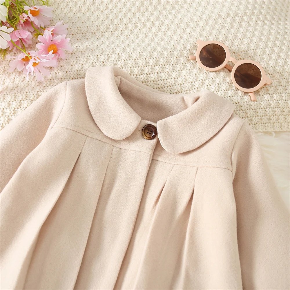 Baby Girl\'S Summer Solid Color Woolen Coat For Baby Kids Cute Lapel Coat For Kids Girl Jacket Top For Baby Girl