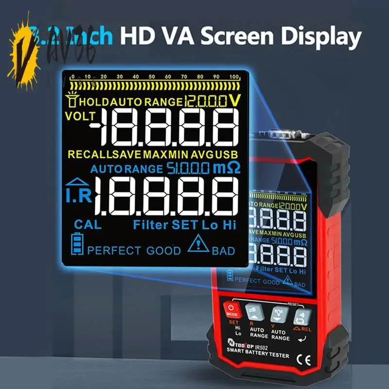 

AV36-TOOLTOP Battery Internal Resistance Tester 500Ω High Precision Calibratable For Electric Car Electromobile