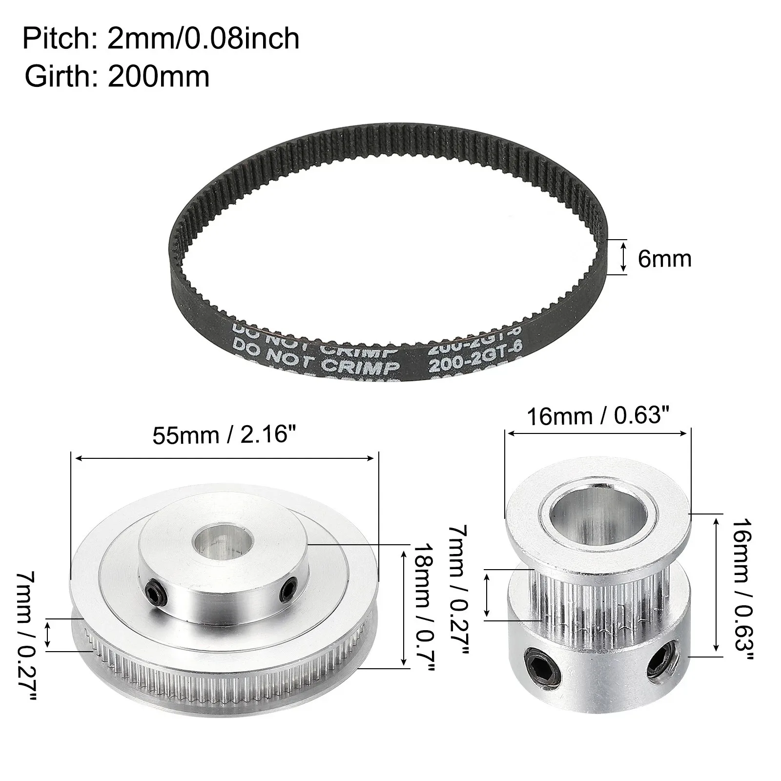 Timing Pulley 20&80 Teeth 8mm&10mm Bore Wheel With Belt And Wrench Synchronous Belt Pulley For 3D Printers/engraving Machines view 3