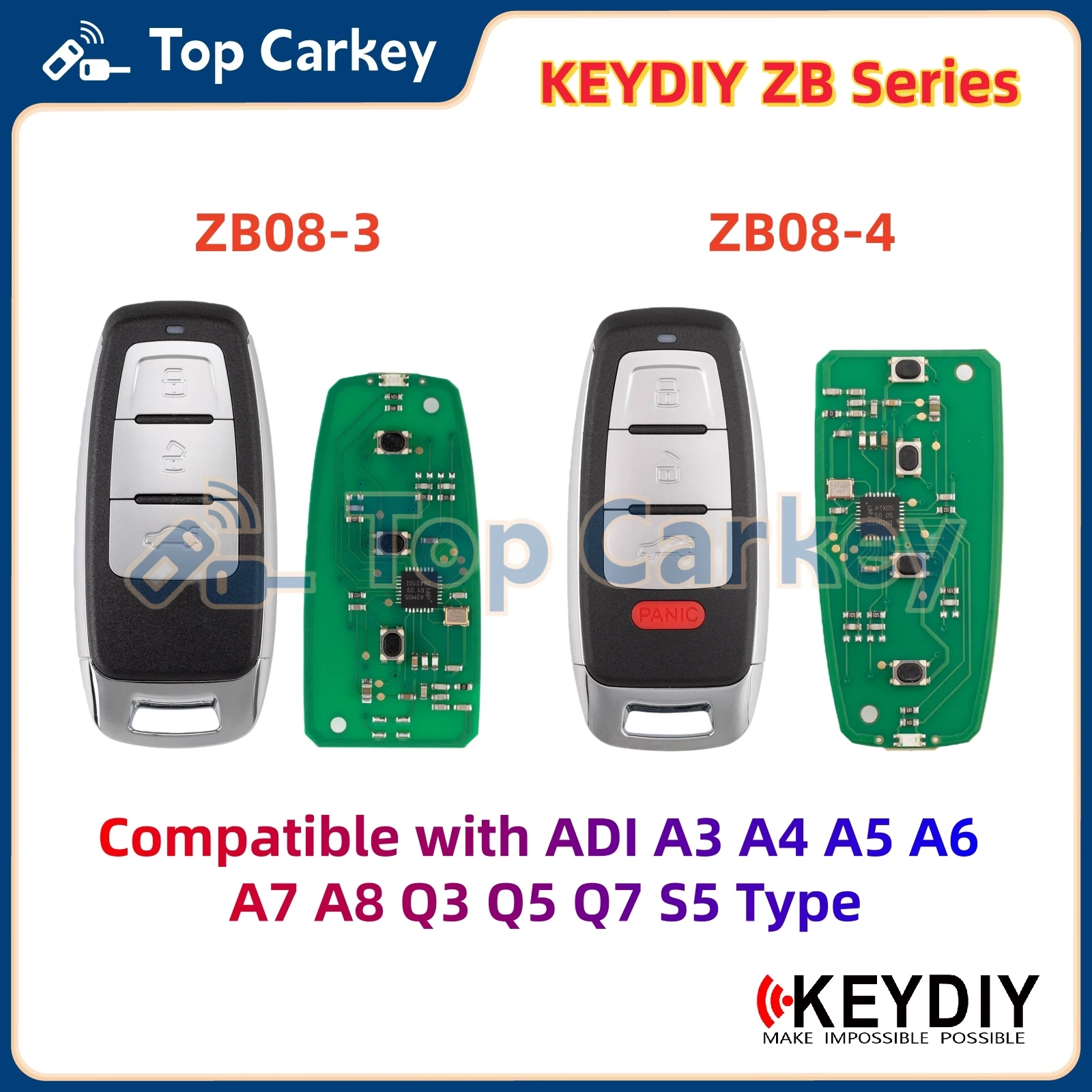 

Универсальный смарт-ключ KEYDIY KD ZB08-3 ZB08-4, совместимый с ADI A3 A4 A5 A6 A7 A8 Q3 Q5 Q7 S5