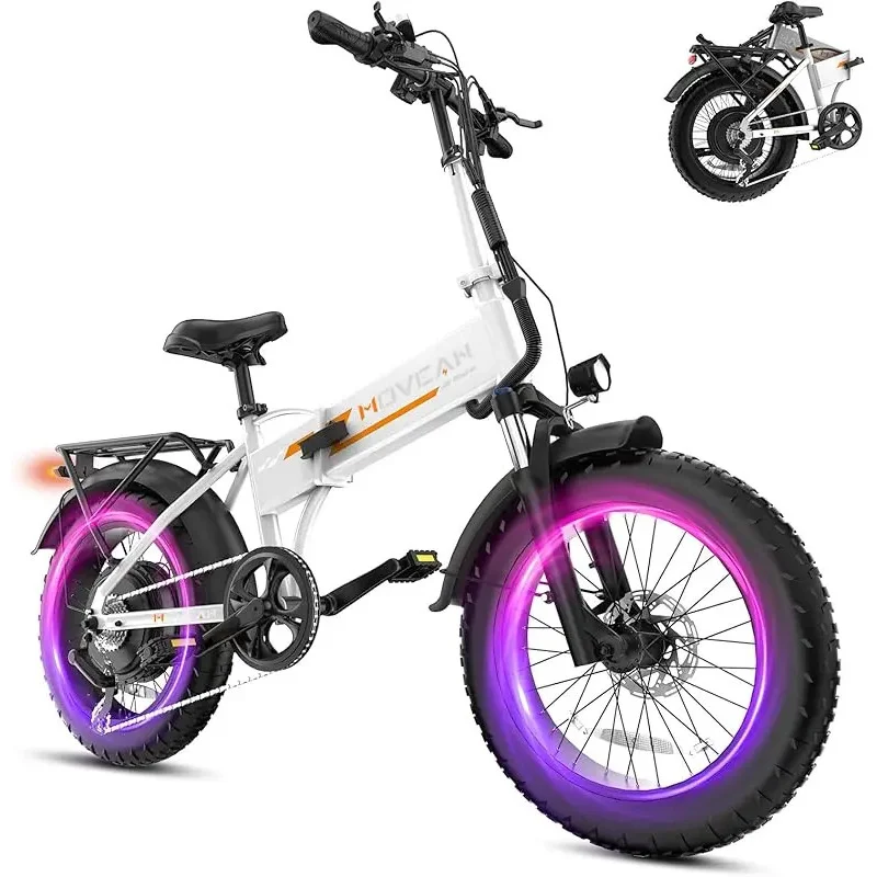 Q20 Folding Electric Bike, 52V 15.6Ah Removable Concealed Battery 20” Fat Tire Dirt Bike,1500W Motor 30 MPH Top Speed E Bikes, 5