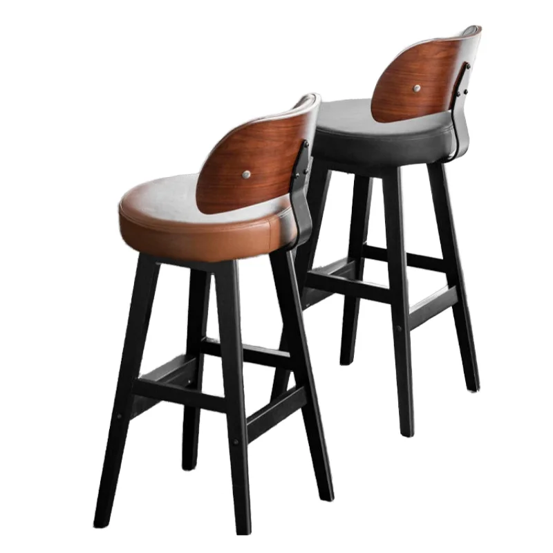 

Modern Simple High Stool Solid Wood Bar Chairs and Tables for Home Kitchen Hotel Use